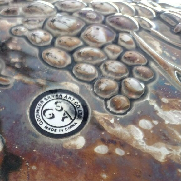 Godinger Silver Plated Grape Leaf 12" Serving Tray Platter, Footed, Grapes Vine - Picture 7 of 9